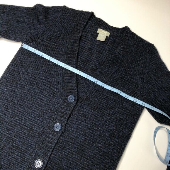 Joe FRESH Deep Navy Chunky Knit Pocket Long Buttonup Grampa Cardigan Sweater - Picture 13 of 14